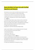 Nurse Aid Skills Full Exam Set with Verified Questions and Answers