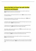 Nurse Aid Skills Full Exam Set with Verified Questions and Answers
