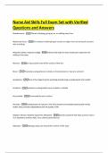Nurse Aid Skills Exam Set with Verified Questions and Answers