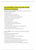 Nurse Aid Skills Exam Set with Verified Questions and Answers