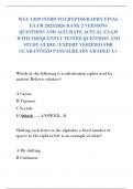 WGU C839 INTRO TO CRYPTOGRAPHY FINAL  EXAM 2025&sol;2026 BANK 2 VERSIONS  QUESTIONS AND ACCURATE ACTUAL EXAM  WITH FREQUENTLY TESTED QUESTIONS AND  STUDY GUIDE &sol; EXPERT VERIFIED FOR  GUARANTEED PASS&sol;ALREADY GRADED A&plus;