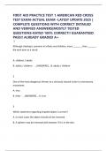 FIRST AID PRACTICE TEST 1 AMERICAN RED CROSS TEST EXAM-ACTUAL EXAM -LATEST UPDATE 2025 &vert; COMPLETE QUESTIONS WITH CORRECT DETAILED AND VERIFIED ANSWERS&vert;MOSTLY TESTED QUESTIONS-RATED 100&percnt; CORRECT&excl;&excl; GUARANTEED PASS&excl;&excl; ALREADY GRADED A&plus;