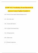 AVOP YUL Vocabulary Exam Questions & Answers Latest Update Graded A&plus;