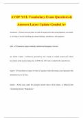 AVOP YUL Vocabulary Exam Questions & Answers Latest Update Graded A&plus;
