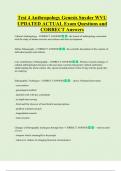 Test 4 Anthropology Genesis Snyder WVU  UPDATED ACTUAL Exam Questions and  CORRECT Answers