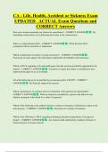 CA - Life&comma; Health&comma; Accident or Sickness Exam  UPDATED   ACTUAL Exam Questions and  CORRECT Answers 