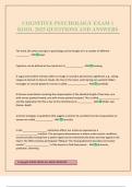 COGNITIVE PSYCHOLOGY EXAM 1 KOOL 2025 QUESTIONS AND ANSWERS