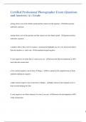 Certified Professional Photographer Exam &vert; 162  Questions and Answers A&plus; Grade 