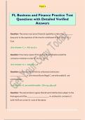 FL Business and Finance Practice Test  Questions with Detailed Verified  Answers 
