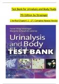 TEST BANK For Urinalysis and Body Fluids&comma; 7th Edition by Strasinger &vert; Verified Chapters 1 - 17 &vert; Complete Newest Version A&plus;
