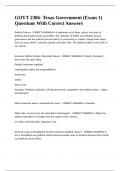GOVT 2306- Texas Government &lpar;Exam 1&rpar; Questions With Correct Answers&period;