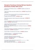 Champions Powerhouse Training SAE Exam Questions  And Answers Verified 100&percnt; Correct 