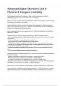 Advanced Higher Chemistry Unit 1&colon; Physical & Inorganic chemistry Questions and answers graded A&plus; 2025&sol;2026