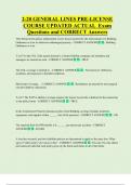2-20 GENERAL LINES PRE-LICENSE  COURSE UPDATED ACTUAL  Exam  Questions and CORRECT Answers 