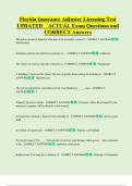 Florida Insurance Adjuster Licensing Test  UPDATED    ACTUAL Exam Questions and  CORRECT Answers 