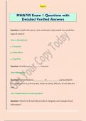 MHA705 Exam 1 Questions with  Detailed Verified Answers 