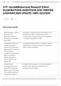 CITI -Social&Behavioral Research EXAM ELABORATIONS QUESTIONS AND VERIFIED ANSWERS 2025 UPDATE &vert; 100&percnt; SOLVED&excl;&excl;