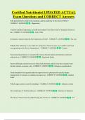 Certified Nutritionist UPDATED ACTUAL   Exam Questions and CORRECT Answers