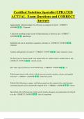 Certified Nutrition Specialist UPDATED  ACTUAL  Exam Questions and CORRECT  Answers