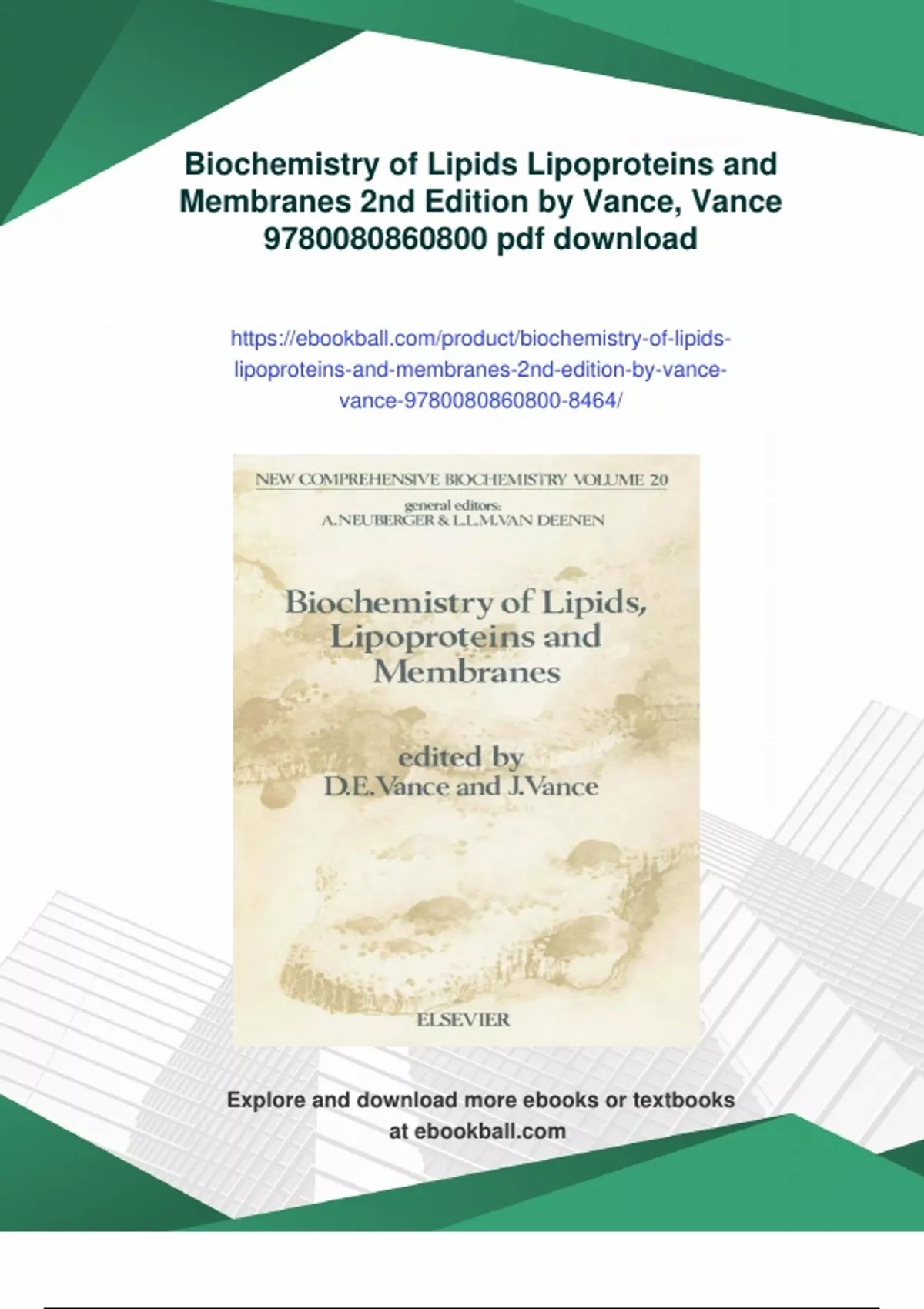 Summary Biochemistry of Lipids Lipoproteins and Membranes 2nd Edition ...