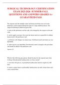 SURGICAL TECHNOLOGY CERTIFICATION EXAM 2025-2026  SUMMER-FALL QUESTIONS AND ANSWERS GRADED A&plus; GUARANTEED PASS