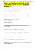 Navy Hospital Corpsman HCB Test 9 with 100&percnt; correct answers 2025&sol;2026 Graded A&plus;&period;