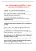 Sports Marketing Standard 5 Review Exam Questions And Complete Answers 