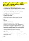 Med-Surg Exam 2 Jersey College &vert; Questions with Correct Answers Latest Updated 2025&sol;2026 Graded A&plus;&period;