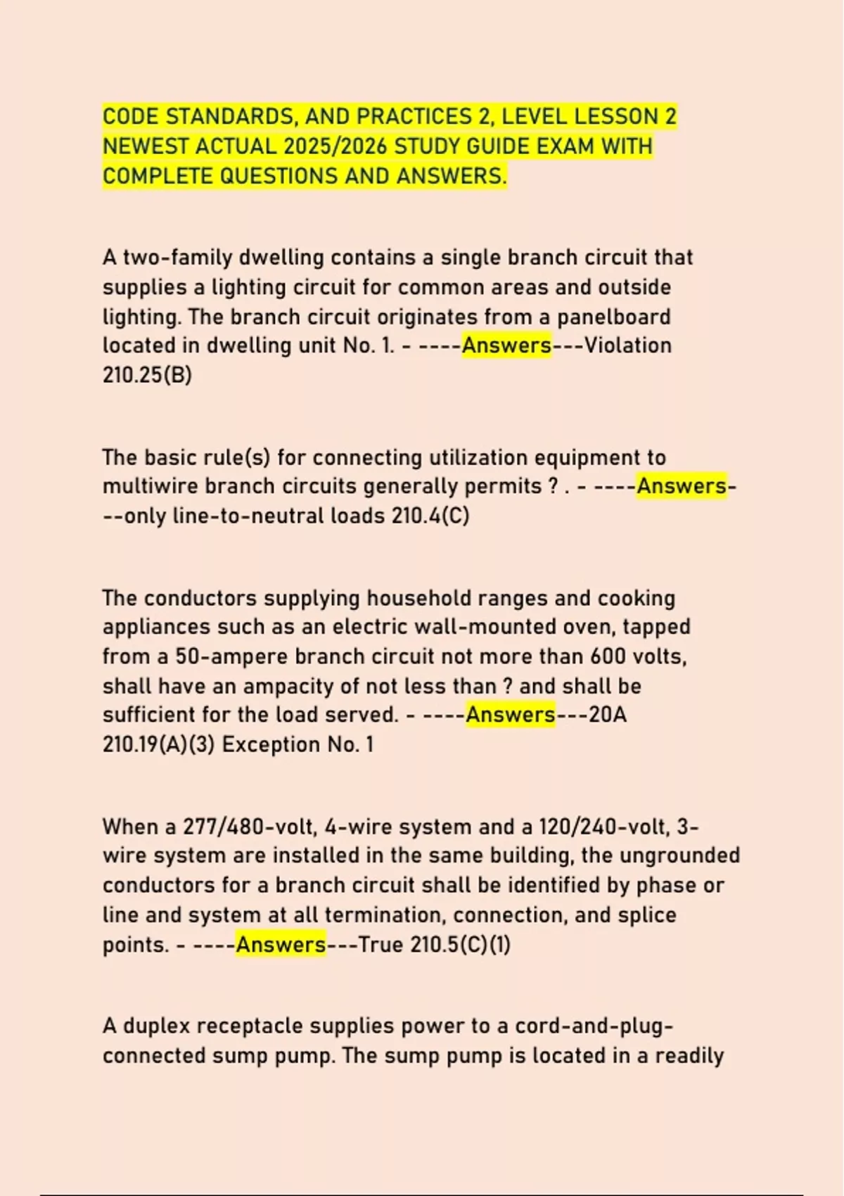 CODE STANDARDS, AND PRACTICES 2, LEVEL LESSON 2 NEWEST ACTUAL 2025/2026 ...
