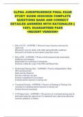 CLPNA JURISPRUDENCE FINAL EXAM  STUDY GUIDE 2025&sol;2026 COMPLETE  QUESTIONS BANK AND CORRECT  DETAILED ANSWERS WITH RATIONALES &vert;&vert;  100&percnt; GUARANTEED PASS  <RECENT VERSION> 