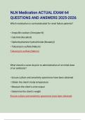 NLN Medication ACTUAL EXAM 64 QUESTIONS AND ANSWERS 2025-2026&period;