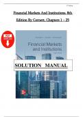 TEST BANK For Financial Markets and Institutions&comma; 8th Edition by Anthony Saunders&comma; Marcia Cornett&comma; All Chapters 1 - 25&comma; Complete Newest Version
