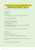 CT Real Estate ACTUAL UPDATED  Exam  Questions and CORRECT Answers