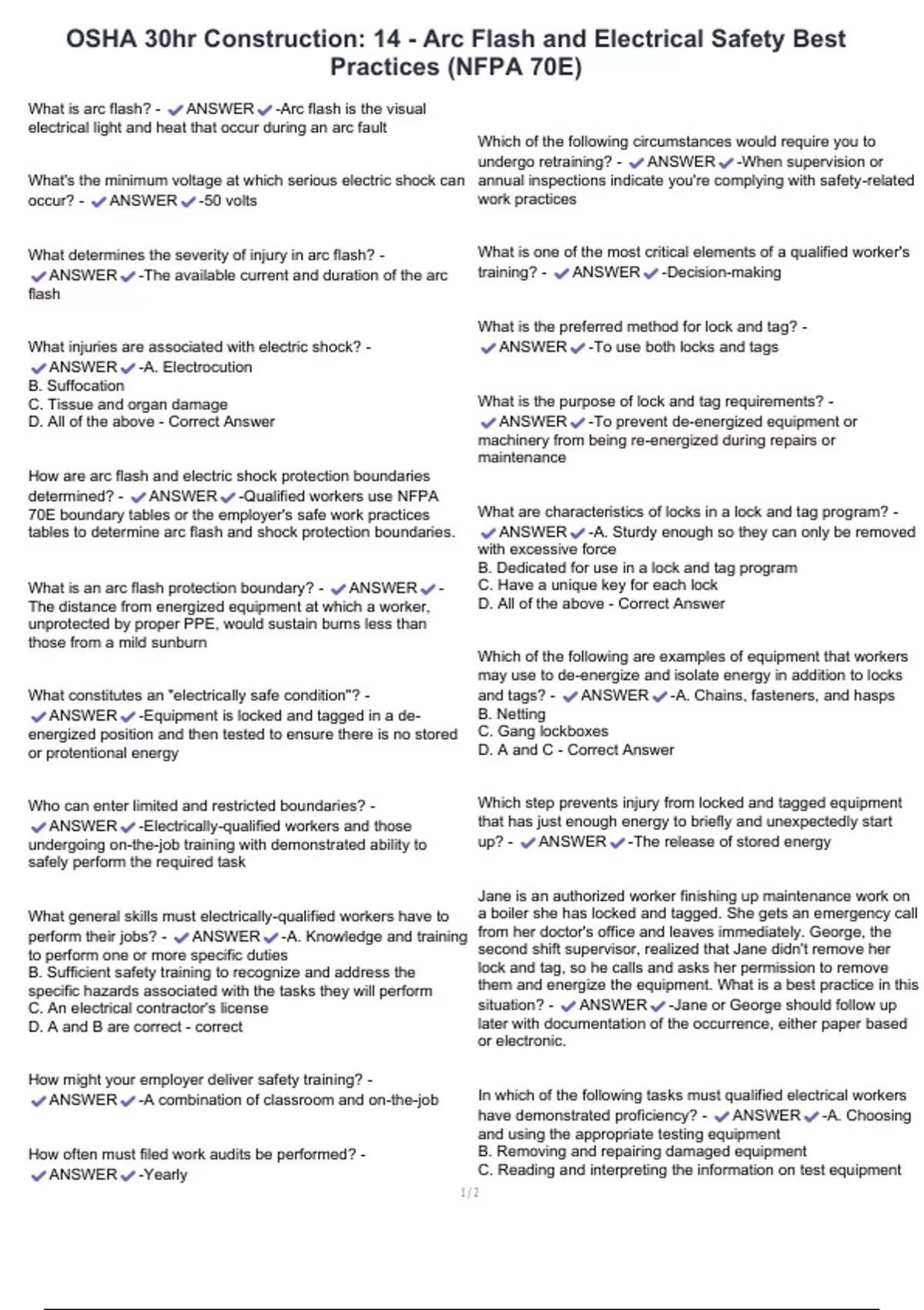 OSHA 30hr Construction: 14 - Arc Flash and Electrical Safety Best ...