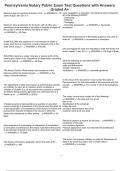 Pennsylvania Notary Public Exam Test Questions with Answers Graded A&plus;