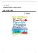 Canadian Essentials of Nursing Research &lpar;4th Edition&rpar; - by Kevin Woo - Complete Test Bank  &vert;Chapter 1-18
