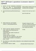VETT 130 Exam 1 questions & answers rated A&plus; updated
