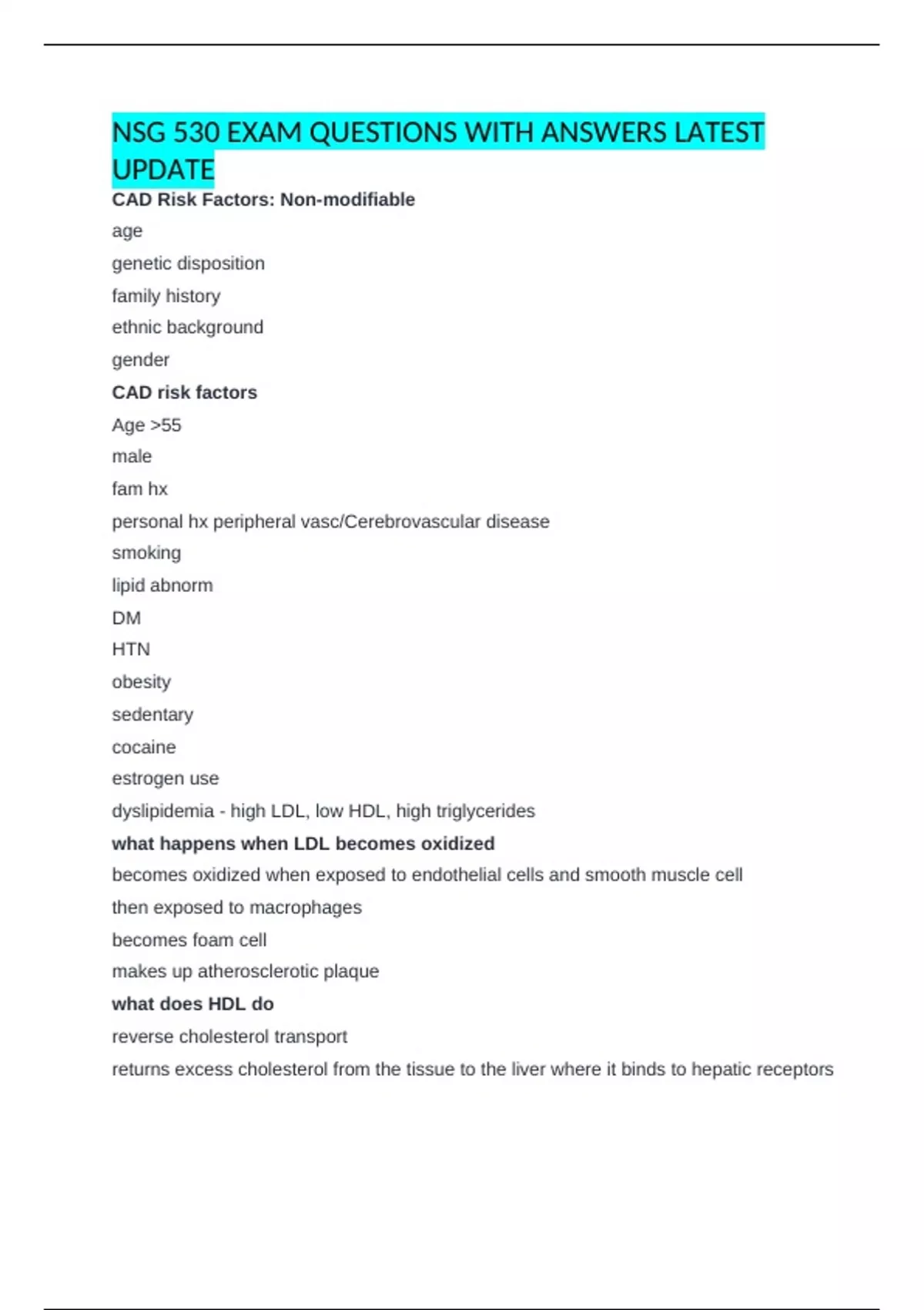 NSG 530 EXAM QUESTIONS WITH ANSWERS LATEST UPDATE - NSG 530 - Stuvia UK
