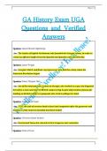 GA History Exam UGA  Questions  and  Verified  Answers