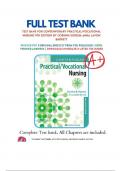 Test Bank For Contemporary Practical&sol;Vocational Nursing 9th Edition by Corinne Kurzen&semi; Anna LaVon Barrett 9781975136215 Chapter 1-16 Complete Guide&period;