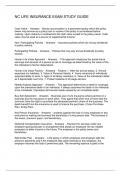 NC LIFE INSURANCE EXAM STUDY GUIDE
