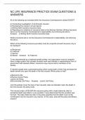 NC LIFE INSURANCE PRACTICE EXAM QUESTIONS & ANSWERS