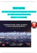 Test Bank for Operations and Supply Chain Management&comma; 16th Edition by F&period; Robert Jacobs and Richard Chase Chapters 1 - 22 &vert; Complete