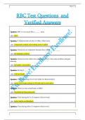 RBC Test Questions  and   Verified Answers