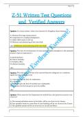 Z-51 Written Test Questions   and  Verified Answers 