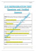 Z-51 REFRIGERATION TEST  Questions  and  Verified  Answers