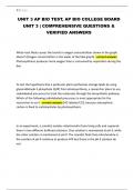 UNIT 3 AP BIO TEST&comma; AP BIO COLLEGE BOARD UNIT 3 &vert; COMPREHENSIVE QUESTIONS & VERIFIED ANSWERS