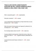 TEXAS CLASS D WATER LICENSE EXAM WITH QUESTIONS AND WELL VERIFIED ANSWERS &lbrack;ALREADY GRADED A&plus;&rcub; REAL EXAM &excl;&excl;&excl; REAL EXAM &excl;&excl; 2025