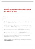 Certified Recovery Peer Specialist EXAM WITH ALL NEEDED TO PASS