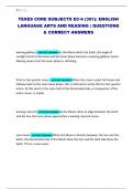 TEXES CORE SUBJECTS EC-6 &lpar;391&rpar;&colon; ENGLISH LANGUAGE ARTS AND READING &vert; QUESTIONS & CORRECT ANSWERS